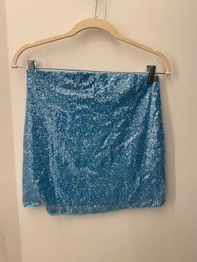 Mango Blue Sequin Mini Skirt